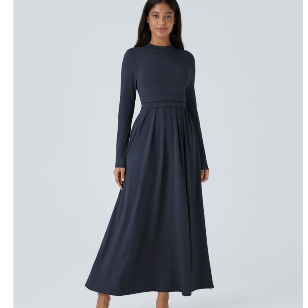 NWT Halara Navy Blue Long Sleeve Maxi Dress